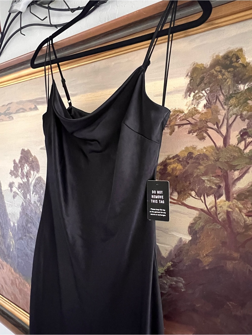 Express NWT Black Satin Cowl Neck Slip Dress Size S